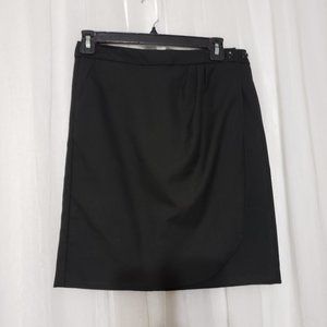 Gap Skirt Black Faux Wrap Career Business Lined Skirt Side Zipper & Pockets